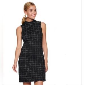 Apt. 9 Black & White Plaid Stretch Knit Sleeveless Mini Dress W/Pockets Size XXL